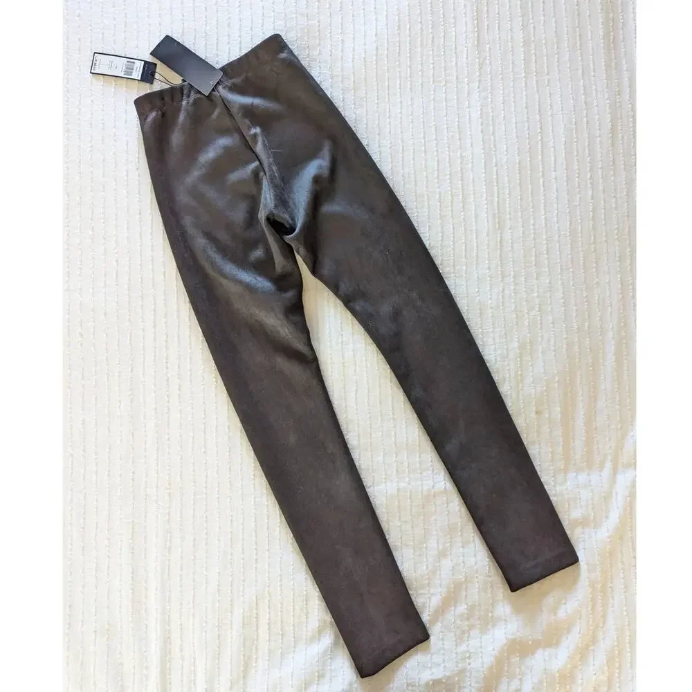 NWT BCBG MAXAZARIA 'Mason' Faux Suede Black Leggings size XS